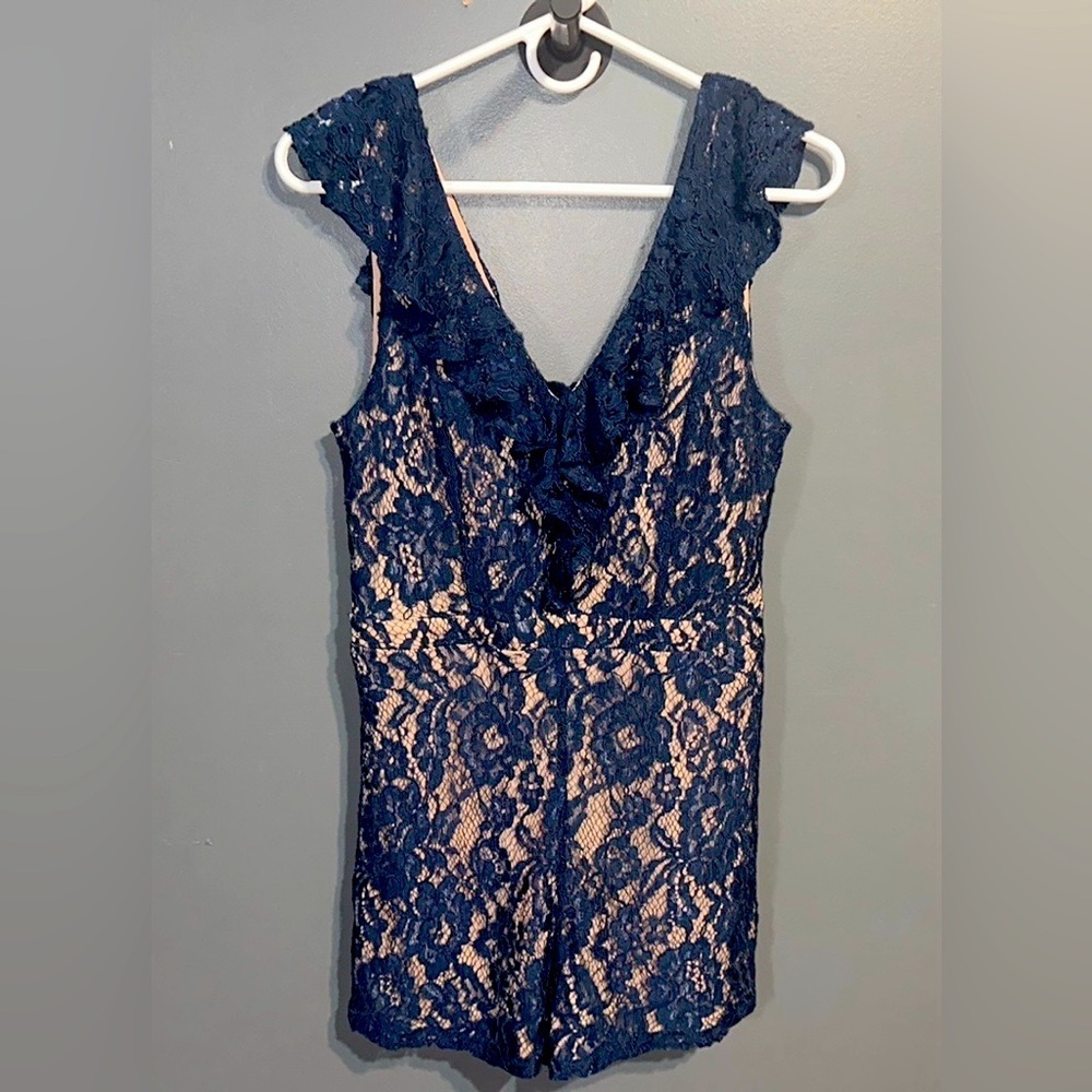 Ark & Co Sexy Blue Lace V Neck / Back Romper